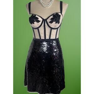J.Crew Women’s ~ Chiffon Lined Sequin Mini Skirt - Black | Party City Sparkle